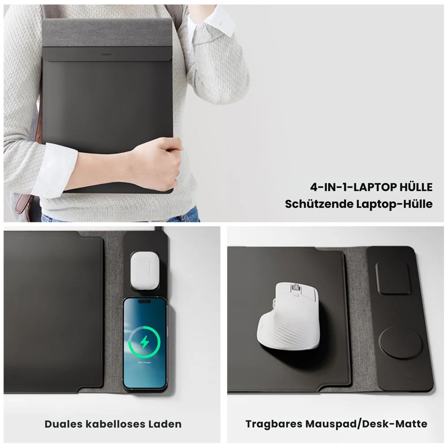 SENN 4-in-1 Drahtlos aufladbare Laptop Hülle